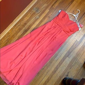 Coral chiffon bridesmaid dress